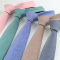 Fashion Solid ties for Men Casual Narrow Neckties Skinny Mens Neck Ties for Party Wedding Candy Color Linen Tie Cravat