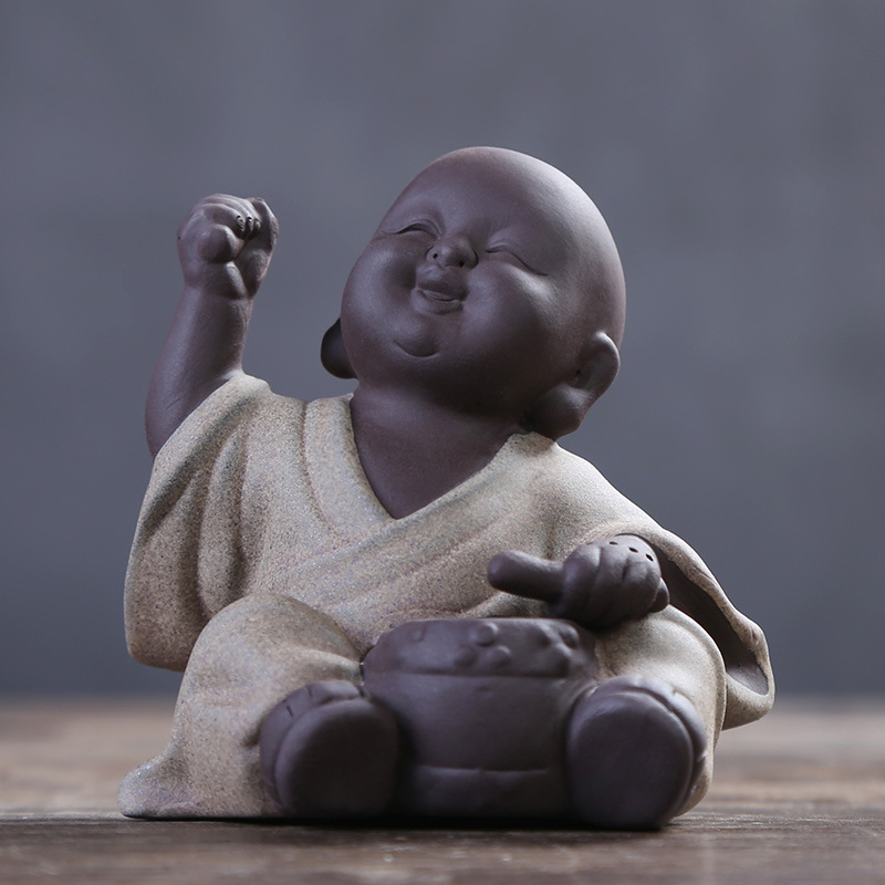 Ceramic Purple sand pottery tea pet Zen monk Home decoration Furnishing creative gift Buddha statue decoration