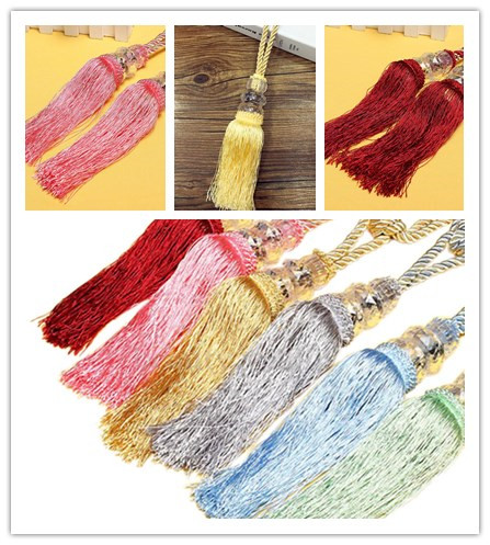 1 Pair Tiebacks Holdback Home Windows Curtain Tie Backs Decoration Crystal Rope Curtain Tiebacks Tie Backs Ball Beaded Tassel