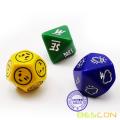 Bescon's Emotion, Weather and Direction Dice Set, 3 piece Proprietary Polyhedral RPG Dice Set in Blue, Green, Yellow