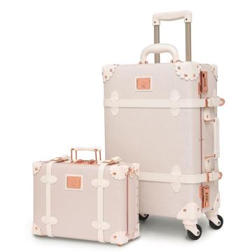 Urecity Vintage Luggage Sets of 2 Pieces with Swivel Caster Wheels and Combination Lock, Retro Cute Suitcase for Schoolg