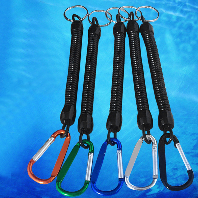 2Pcs Fishing Lanyard Spring Boating Fishing Rope Retractable Coiled Tether with Carabiner for Pliers Lip Grips Fishing Tools