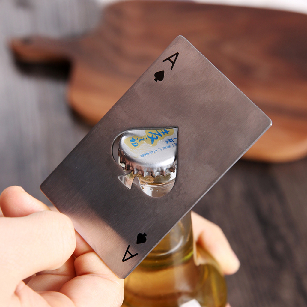 Novelty Bottle Opener Spades A Poker Card Beer Opener Bottles Lid Remover Stainless Steel for Bars Party Restaurant Drink Tools
