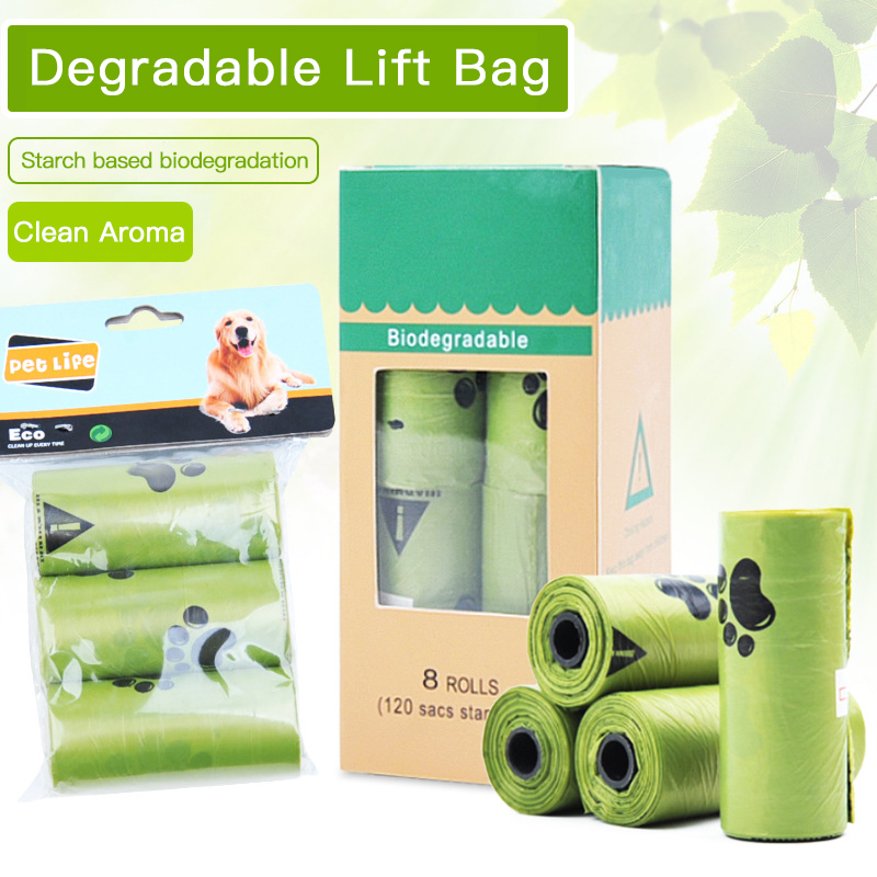 Biodegradable Dog Poop Bags Earth-Friendly 1/3/8 Rolls 15/45/120 Volumes Green Lavender Scented Garbage Bag Cat Waste Bag