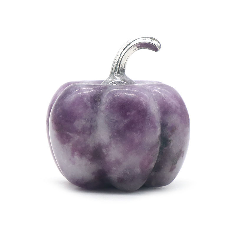 Lepidolite 1.2Inch Pumpkin Gemstone Crafts for Home office Decoration