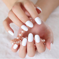 Shiny Macaron Artificial False Fingernails Prue White Short Fake Nails For Design Press On Salon Tips Manicure Tool