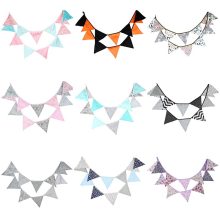 12 Flags 3.2m Fashion Cotton Fabric Bunting Pennant Flag Banner Garland Personality Birthday Home Party Decoration Accessories