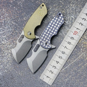 Customized Mini Axe folding knife 9CR18MOV blade titanium handle outdoor camping utility pocket Keyring fruit knives EDC tools