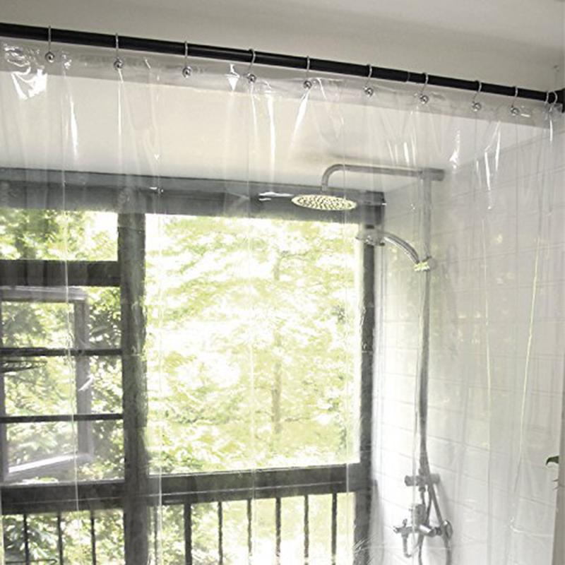 Waterproof Shower Curtain Transparent PEVA Mildew Bathroom Toilet Bath Cover Curtains with 12 Hooks Household Supplies