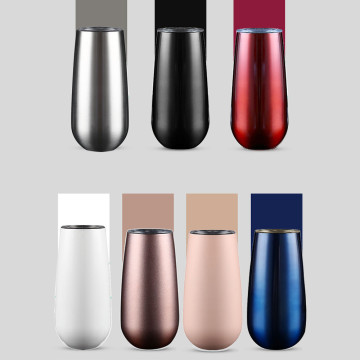 Hot 6OZ Travel Mug Stemless Wine Water Cup Double Wall Vaccum Insulation egg cup Ice Drink Beer Water Tea Coffee drinking Cups