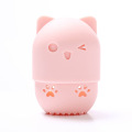 Cute Kitty Silicone Makeup Sponge Holder Portable Puff Storage Box Puff Holders Cosmetic Puff Capsule Carrying Case Make Up Tool