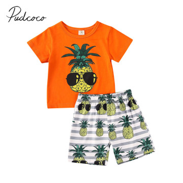 2020 Baby Summer Clothing 2PCS Newborn Infant Baby Boy Clothes Set Short Sleeve Pineapple Tops T-Shirt Shorts Pants Outfits