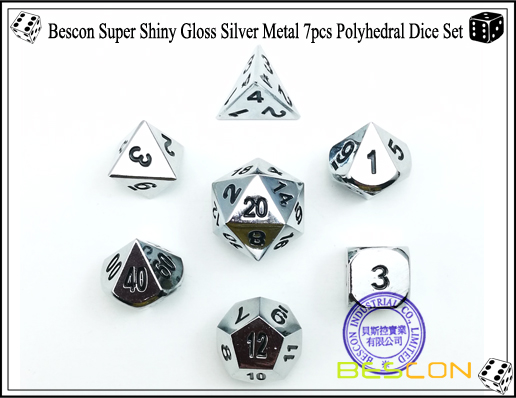 Bescon Super Shiny Gloss Silver Metal 7pcs Polyhedral Dice Set-1