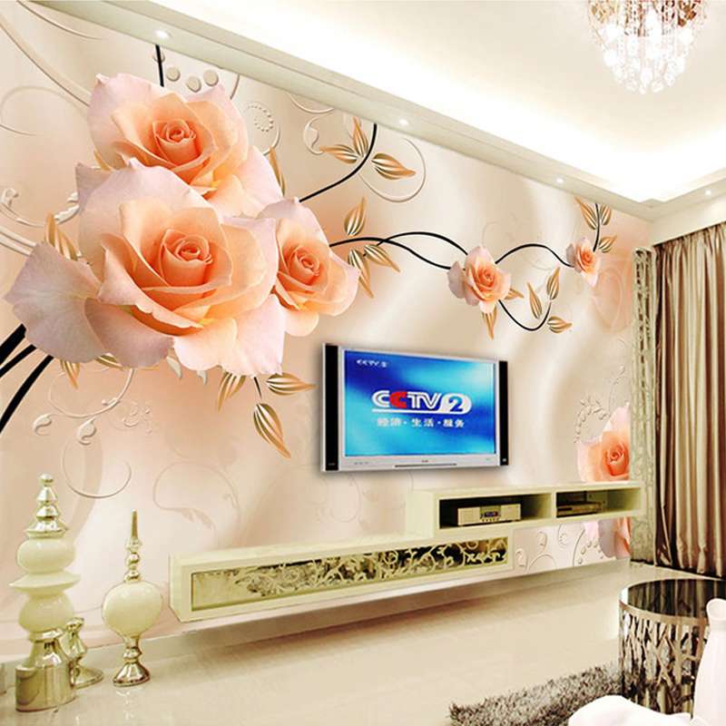 Custom Photo Mural Wallpaper Luxury Villas TV Backdrop Papel De Parede 3D Wallpaper For Walls Warm Rose Wall Papers Home Decor