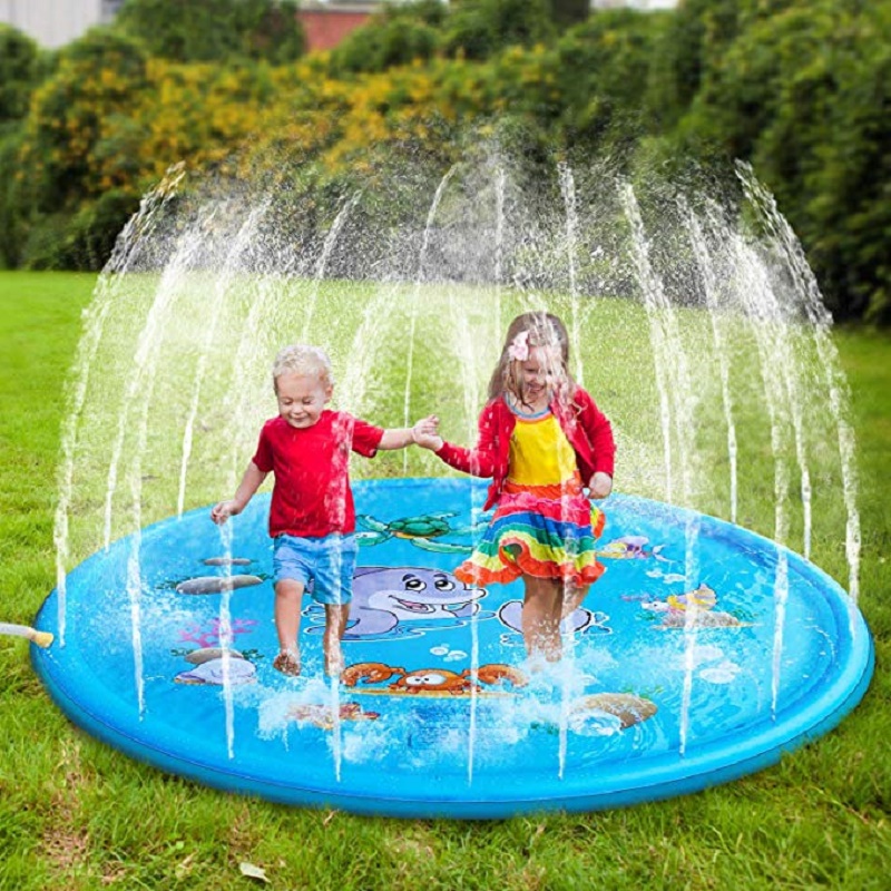 170/100cm Summer Children's Baby Play Water Mat Games Beach Pad Lawn Inflatable Spray Water Cushion Toy Outdoor Tub Swiming Pool