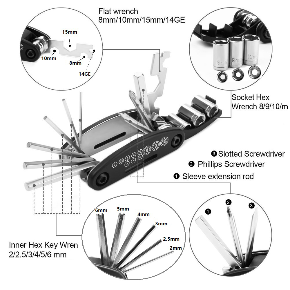 Repair Motorcycle portable socket Screwdriver MTB Mountain cycle multitool multipurpose multi tool kit motor wrench hex allen