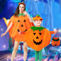 Children's Pumpkin Halloween Costume Clothing Kids Baby Cute Round Neck Pumpkin Garments and Hat Set