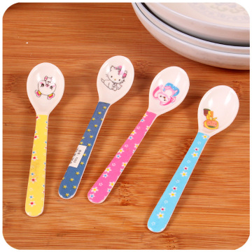 2pcs/set cute Print Cartoon Baby Kids Feeding Spoon High Quality Melamine Baby Spoon Flatware Set