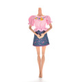 1pc Pink Clothes Sets Summer Short Sleeve Flower Print Doll Dress elegant Skirt For Barbie Doll