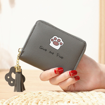 Women cute cat wallet small zipper girl wallet brand designed pu leather women coin purse female card holder wallet