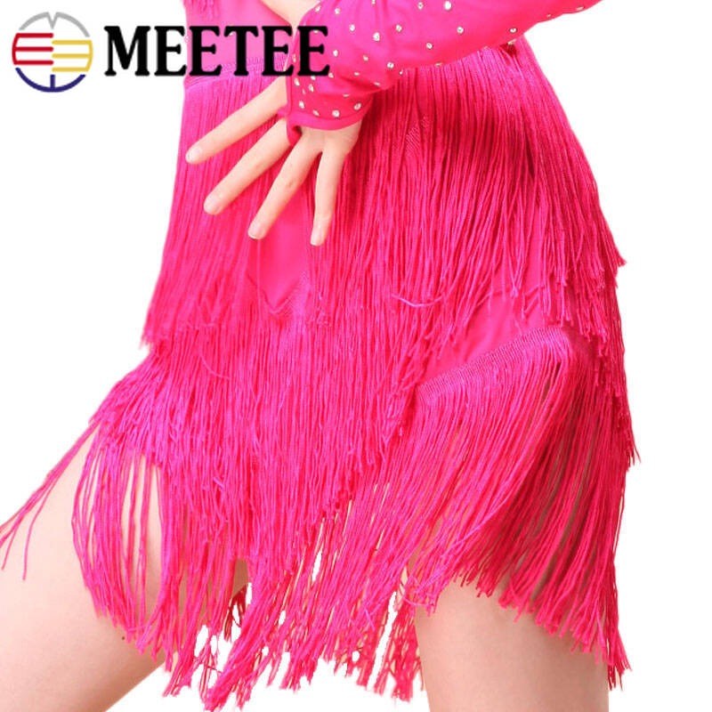 Meetee 5/10yards 15/20/30CM Latin Tassel Fringe Trim Lace Webbing Dance Dress Samba Stage Decor Polyester Clothing Ribbon AP619