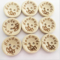 100 PCS/lot Natural Color Wooden Buttons handmade love Letter wood button craft DIY apparel accessories