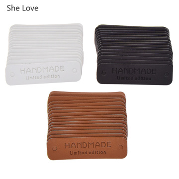 Chzimade 48/30Pcs Handmade Clothes Garment PU Leather Labels Tags For Jeans Bags Shoes Diy Decoration