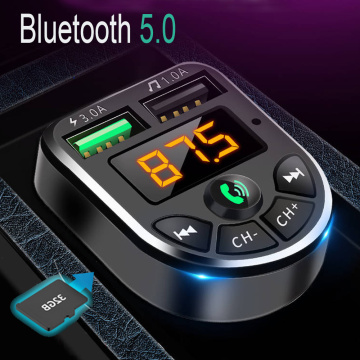 JINSERTA Bluetooth 5.0 FM Transmitter Car Kit MP3 Modulator Player Wireless Handsfree Audio Receiver Dual USB Fast Charger