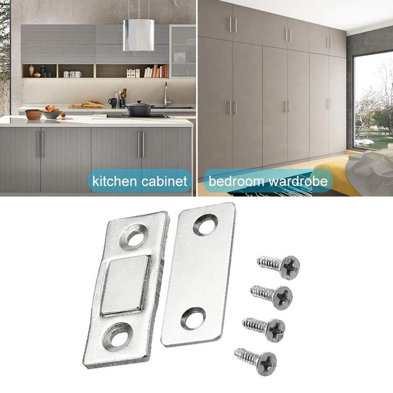 1Pc Door Bolt Ultra-thin Durable Strong Magnetic Buckle Invisible Cabinet Suction Door Suction With Screws for Cupboard Bookcase