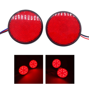 1 Pair Red 24 SMD LED Round Motorcycle Tail Light Universal 12V Mini Motorbike Reflector Turn Signal Brake Stop Lamp