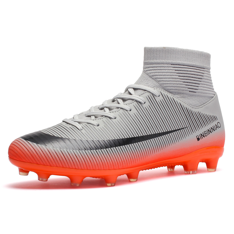 New Adults Men's Outdoor Soccer Cleats Shoes High Top TF/FG Football Boots Training Sports Sneakers Shoes Plus Size 35-45