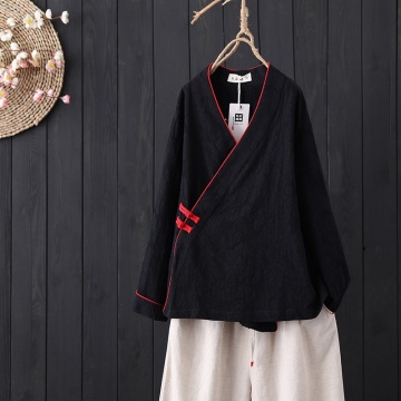 Traditional Chinese Style Clothing Women Casual Full Sleeve Chinese Blouse Cotton Linen Ancient Tang Suit Hanfu Clothing 10384