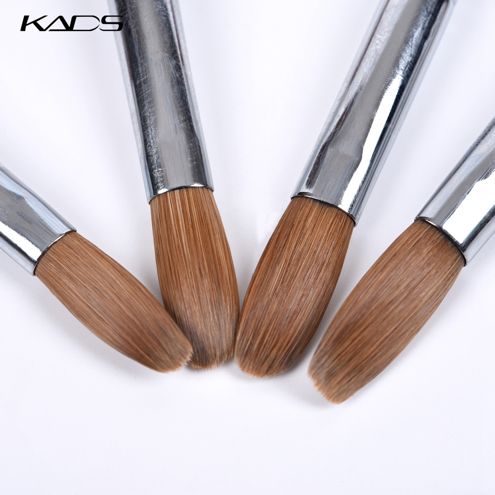 KADS Acrylic Nail Brush Crimped Kolinsky Sable UV Nail Art Gel Brush Gel Builder Manicure Brush Flat Round Red Wood Nail Brush