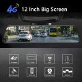 FHD 1080P 12" Android 8.1 4G Smart Car DVR Stream Camera RearView Mirror Free Maps GPS Wifi ADAS Dual Cams Auto Video Recorder