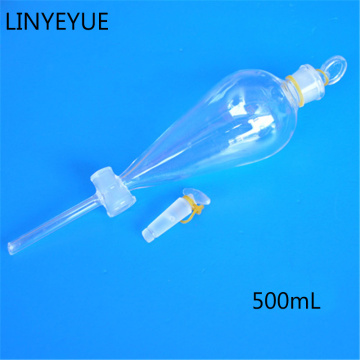 2 pieces/pack 500mL Glass Separating Funnel with Glass Stopper Screw Tap Separatory Funnel Laboratory Glassware Free Shipping