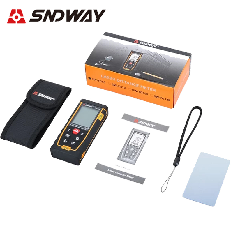 SNDWAY Laser Distance Meter 50m 70m 100m 120m Set Up Front / Rear Benchmark 30 Units Data Storage Double Air Bubble