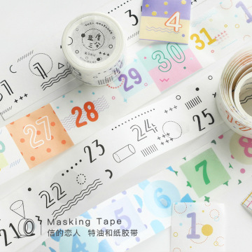 Art Girl Number Series Decorative Adhesive Tape Date Masking Washi Tape Diy Scrapbooking Sticker Label Japanese Stationery