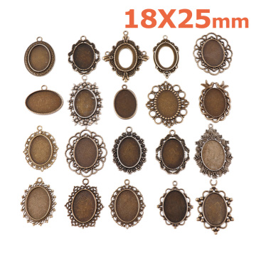 Variety Of Oval Glass Convex Base Set Pendant Tray Blank Bezel DIY Antique Bronze Jewelry Production