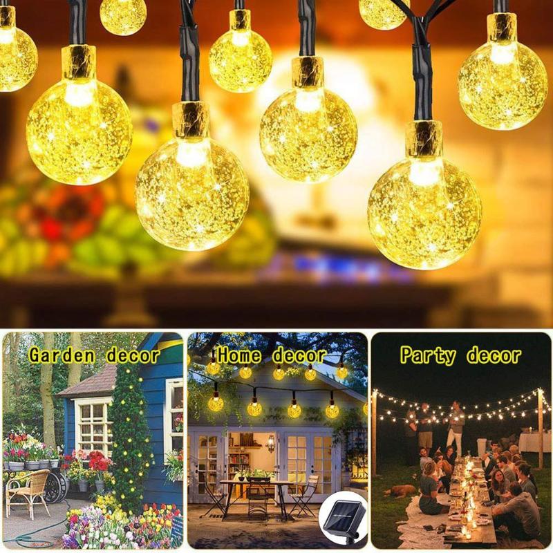 50 LEDs 10m Crystal Ball Solar Light Outdoor IP65 Waterproof String Fairy Lamps Solar Garden Garlands Christmas Decoration
