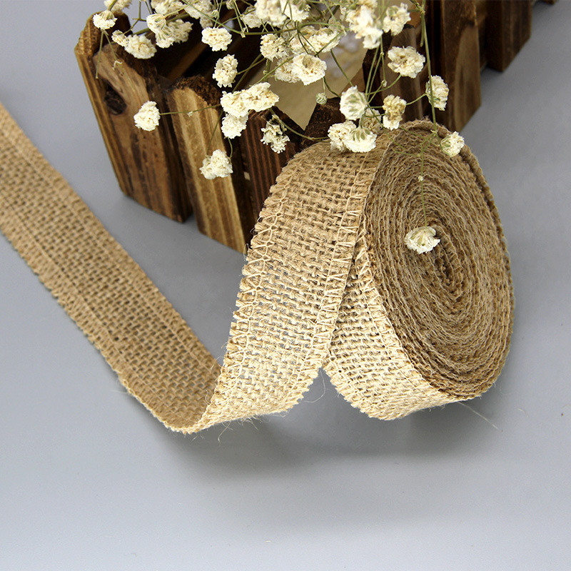 Beautiful 5meters/roll jute rope linen ribbon DIY handmade Christmas wedding craft lace linen roll Clothing, packaging gifts