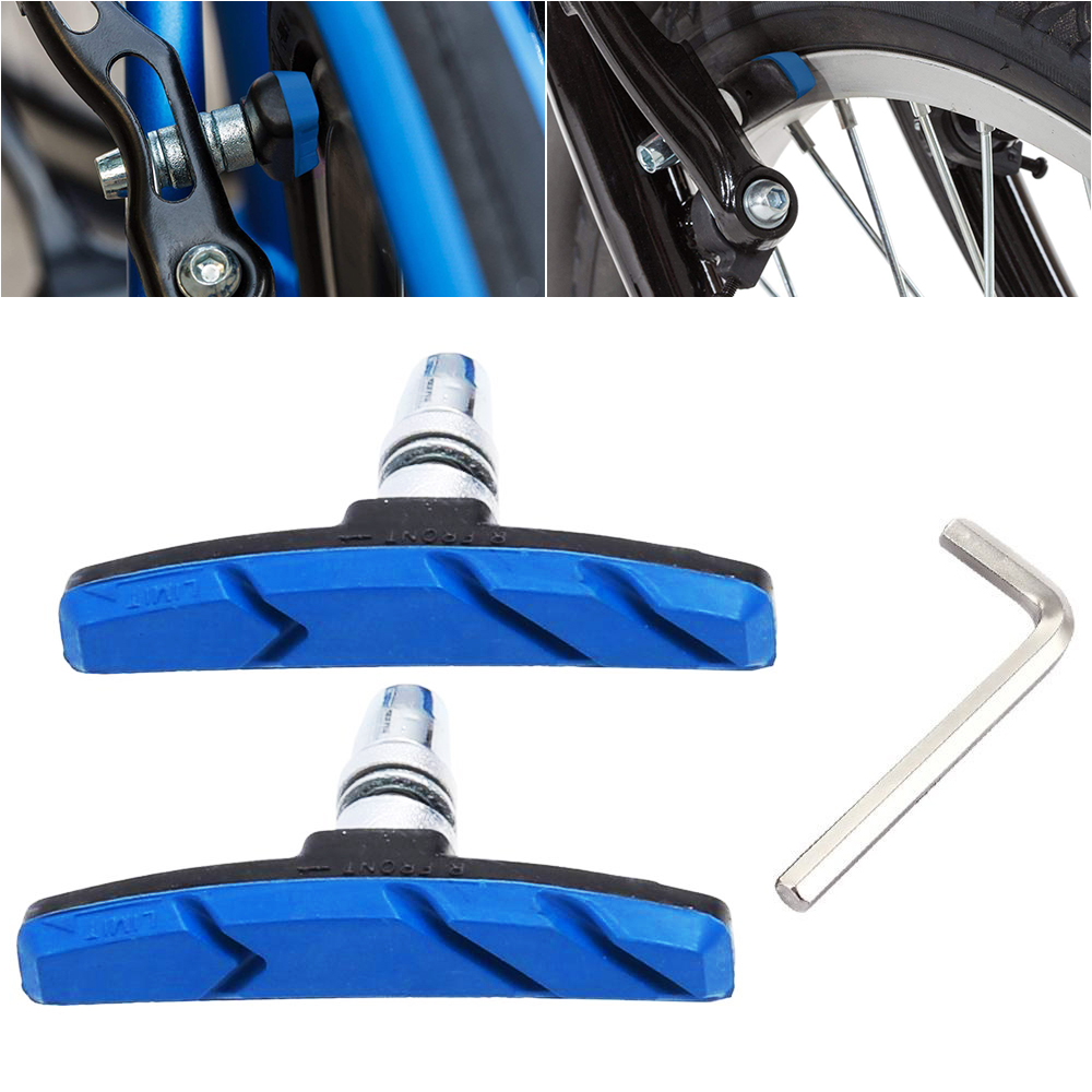 2PCS Bicycle mountain brake V-brake pads with mud trough silent bicycle brake pads road bike brake pads rubber sheet Replaceabl