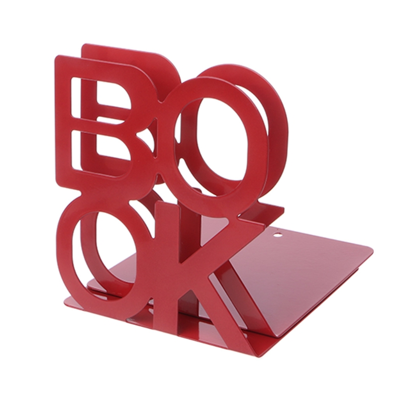 1 Pair Alphabet Shaped Metal Bookends Iron Support Book Holder Desk Stand Office Student Bookshelf