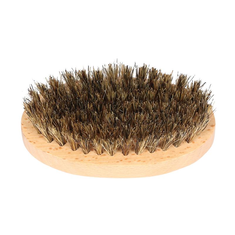 New 1pcs Fashion Multifunction Beauty Ellipse Men Boar Hair Bristle Beard Mustache Brush Beech Wood Handle Comb Styling Tools