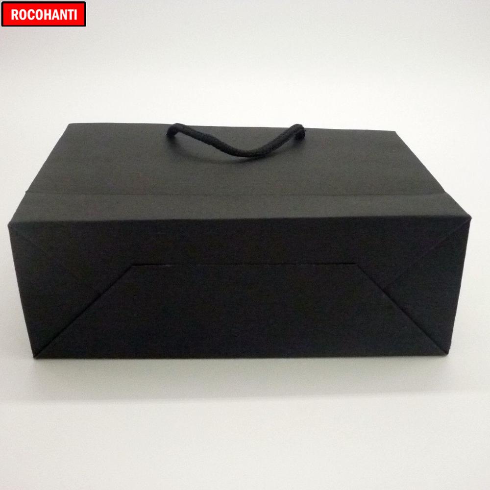 100x Custom LOGO Printed Black Shopping Paper Gift Bags for Cosmetic Jewelry Clothes Packaging Wedding Party Favor Gift Bag