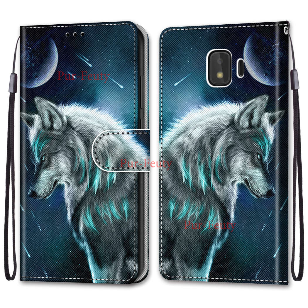 Flip PU Leather Case For Samsung Galaxy J2 CORE SM-J260F case 3D Wallet Card Holder Stand Book Cover Lion Tiger Painted Coqu