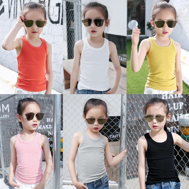 2pcs Children's Clothes Boys Vests Underwear Kids Camisoles Tank Tops Summer Solid Cotton Soft Tanks For Toddler Tees T-shirt