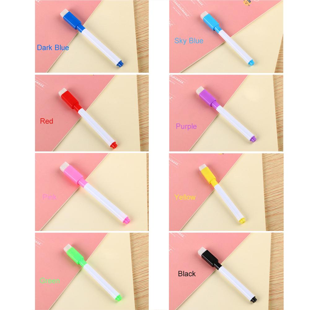 8PCS Color Whiteboard Pen With Tape Brush 8 Color Whiteboard Pen Set Erasable Pro-environment Water Marker Office Supplies