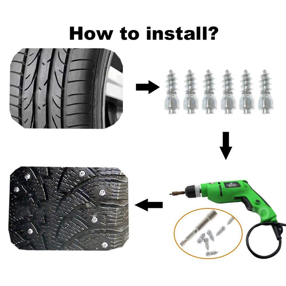 12mm Tire Snow Chains Spikes Studs Snow Spikes Anti-Slip Anti-ice for Car/SUV/ATV/UTV Motorcycle Tire with Tool Kit
