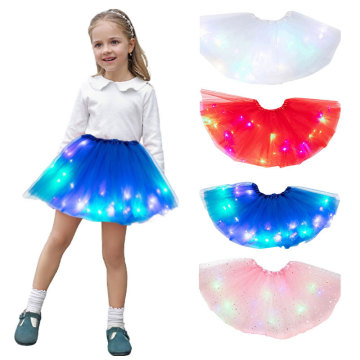 Children's Luminous Skirt Girl's Bust Net Gauze Skirt LED Lights Tutu Skirt Party Holiday Gifts For Children