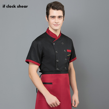 high quality Hotel Chef Uniform short sleeved unisex Kitchen work clothes men's professional clothing restaurant uniforms shirts